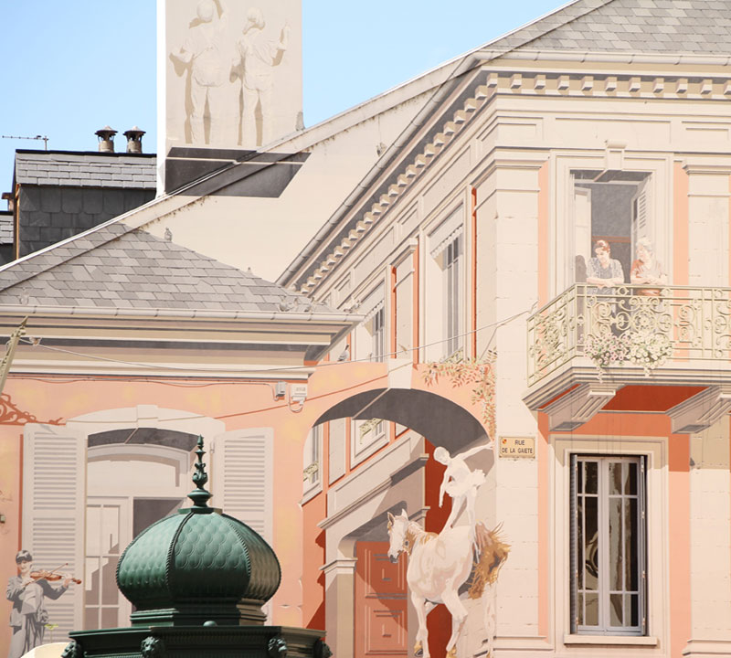Trompe l'oeil place de la Mairie©Mairie-de-Tarbes Tarbes en tourisme - Office du tourisme - Hautes-Pyrénées - Musée Massey