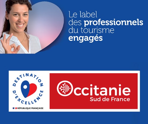 Image promotionnelle sur le label Destination d'excellence Occitanie avec logo